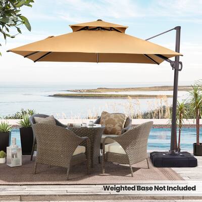 Crestlive Products 10FT Square Adjustable Offset Cantilever Hanging Patio Umbrella