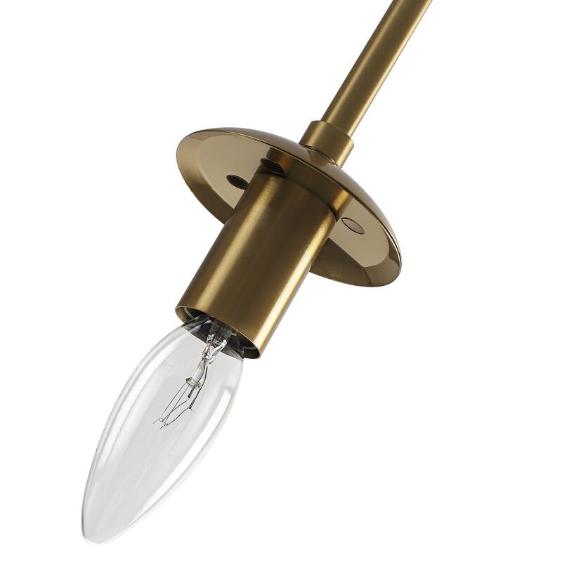 1-Light Brushed Gold Pendant Lighting with Clear Ribbed Glass Shade