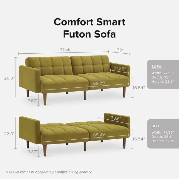 dimension image slide 11 of 12, Mopio Aaron Futon Convertible Sofa Sleeper Futon