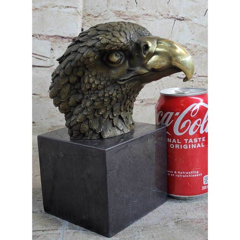 Bust American Bald Eagle Bronze Marble Sculpture Statue Figurine Art Deco Figure