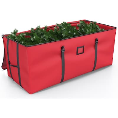 Red ChristmasTree Storage Sack Durable Oxford, Rollable & Adjustable with Handles