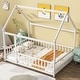 preview thumbnail 116 of 127, Wood Toddler House Bed with Roof Frame and Safety Guardrails Montessori Floor Bed without Slats No Door Houseshaped Platform Bed