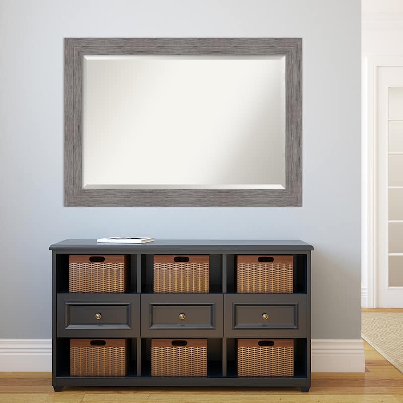 Beveled Bathroom Wall Mirror - Pinstripe Frame