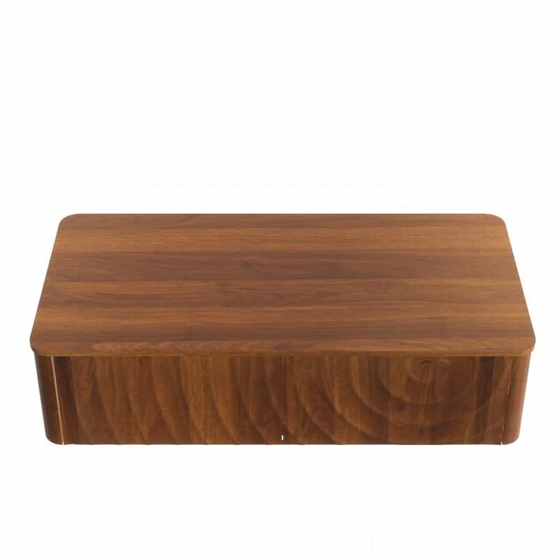 Mid Century 47" Rectangle Coffee Table with Unique Wave Texture and Safe Rounded Corner Design for Living Room