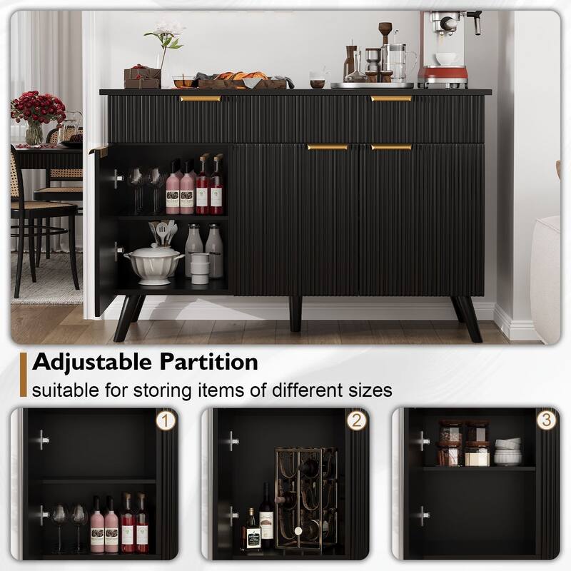 Gymojoy Sideboard Buffet Cabinet Storage, Modern Buffet with 3 Doors & 2 Drawers, Adjustable Shelves for Kitchen, Living Room