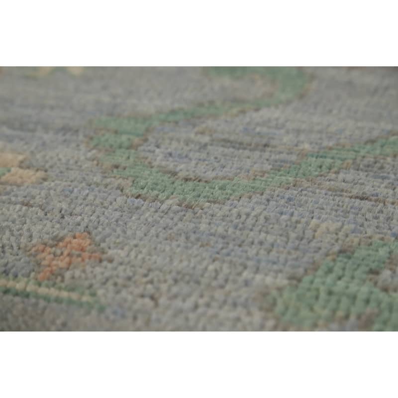Hand Knotted Oriental 100% Wool Carpet Transitional All-Over Navy Blue & Blues Oushak Area Rug - 10' 2'' X 8' 5''