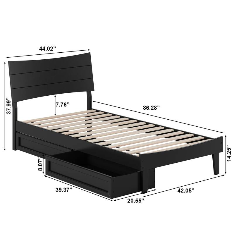 Phoenix Wood Platform Bed with Storage Drawers