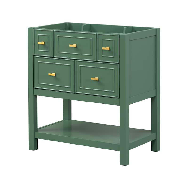 30'' Bathroom Vanity without Sink, Free Standing Single Vanity with 5 Drawers, Solid Wood Frame Bathroom Storage Cabinet