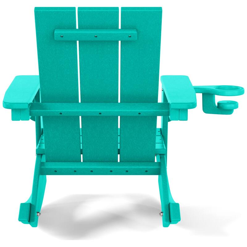 Shoreside Kids Outdoor Poly Adirondack Rocking Chair with Cup Holder (Set of 2)