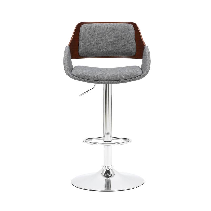 Porthos Home Cado Swivel Adjustable Height Fabric Mid-Century Bar Stool