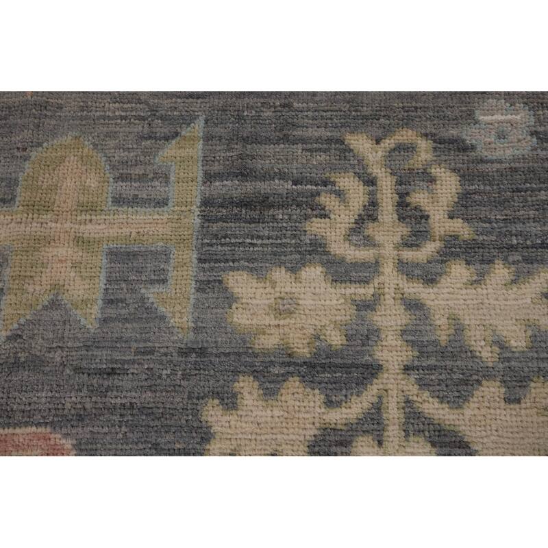 Vegetable Dye Oushak Oriental Area Rug Handmade Grey Wool Carpet - 8'4"x 9'11"