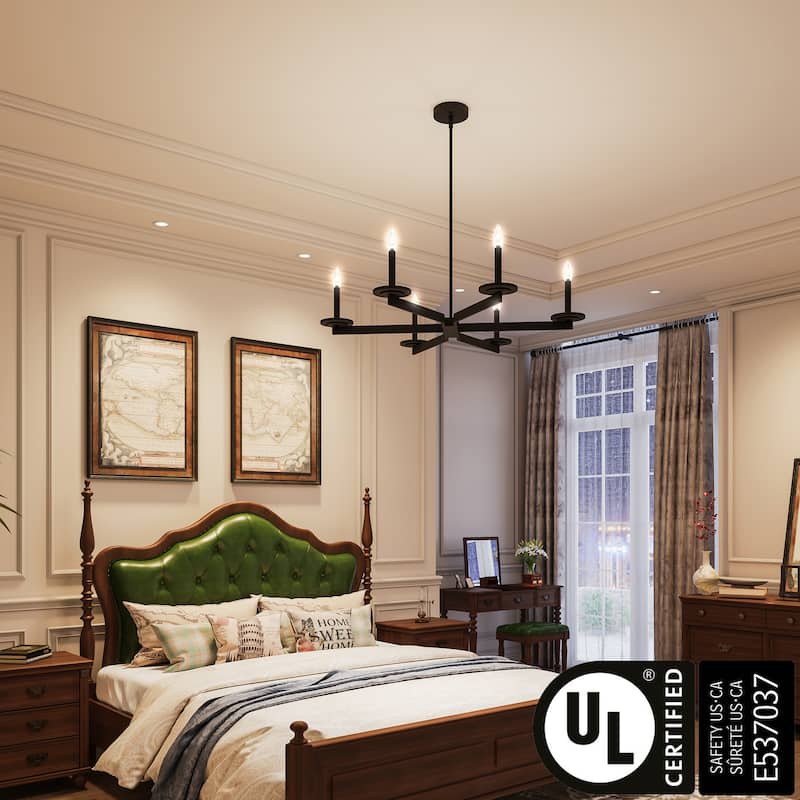 37-inch Modern Farmhouse 6-light Candle Chandelier with UL Certified - 37 inches