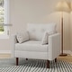 preview thumbnail 1 of 3, Roomfitters Upholstered Accent Chair with Button Tufted Back and Bolster Pillows, Mid-Century Armchair for Living Room, Beige Beige