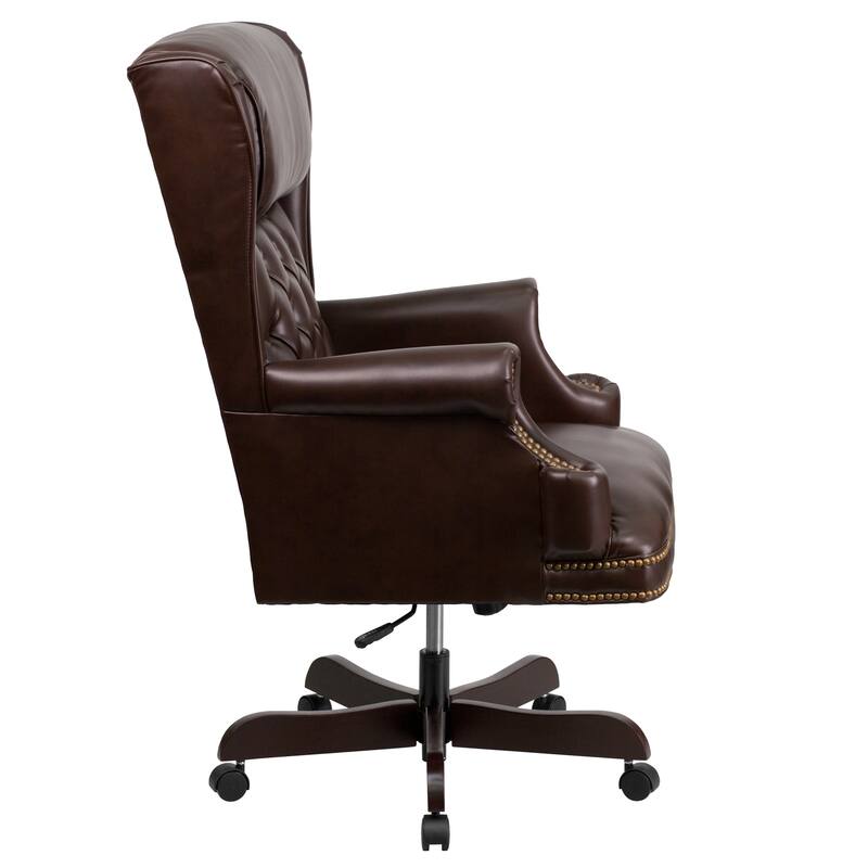 High Back Traditional Tufted LeatherSoft Executive Swivel Ergonomic Office Chair