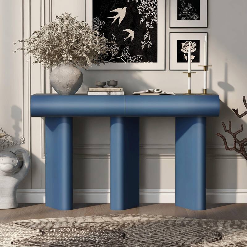 47.6" Modern Painted Entryway Table with 2 Curved Drawers