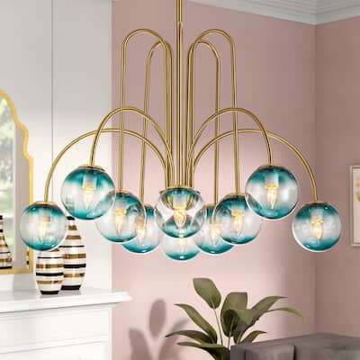 Modern Sputnik Glass Bubble Chandelier in Gold for Dining Room