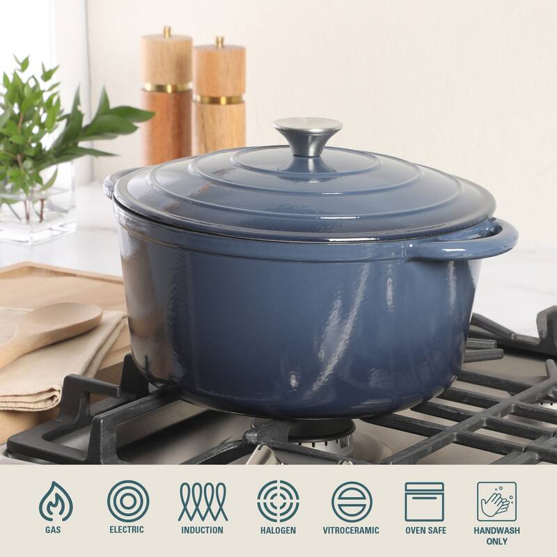 Gibson Home Enameled Cast Iron Dutch Oven Pot with Lid