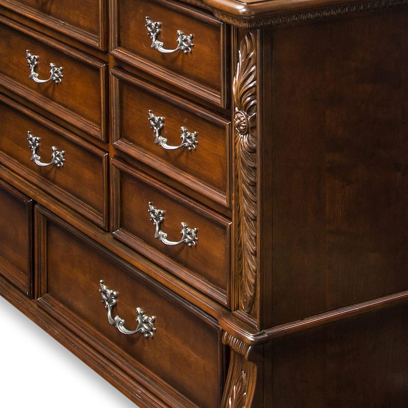 Ulis Traditional Cherry 2-piece 11-Drawer Dresser and Mirror Set by Furniture of America