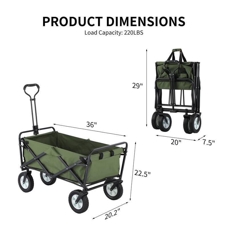 GDY Convenient Outdoor Camping Wagon, Folding Cart with Wheels, Outdoor Shopping Trolley
