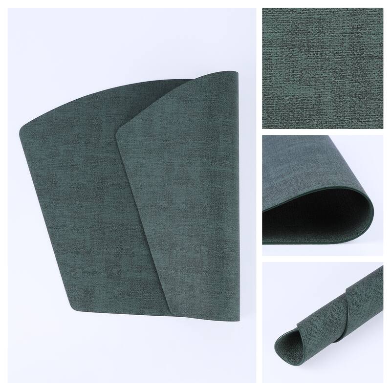 Set of 6 Faux Leather Placemats for Kitchen Dining Table Decor Heat Resistant Table Placemats Wipeable Table Mat - 19*12in - Green