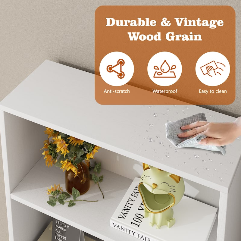 Farmhouse 6-Tier Open Bookcase and Bookshelf with Doors