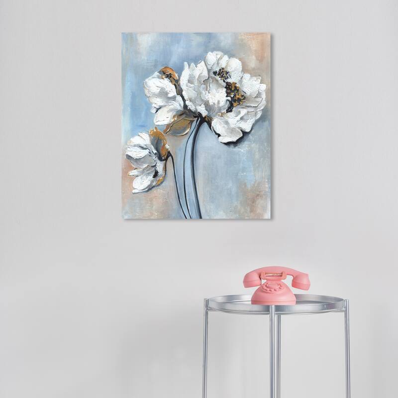 Wynwood Studio Canvas Floral and Botanical Vintage inspo White and French Country Wall Art Canvas Print - White, Gold - 20 x 16