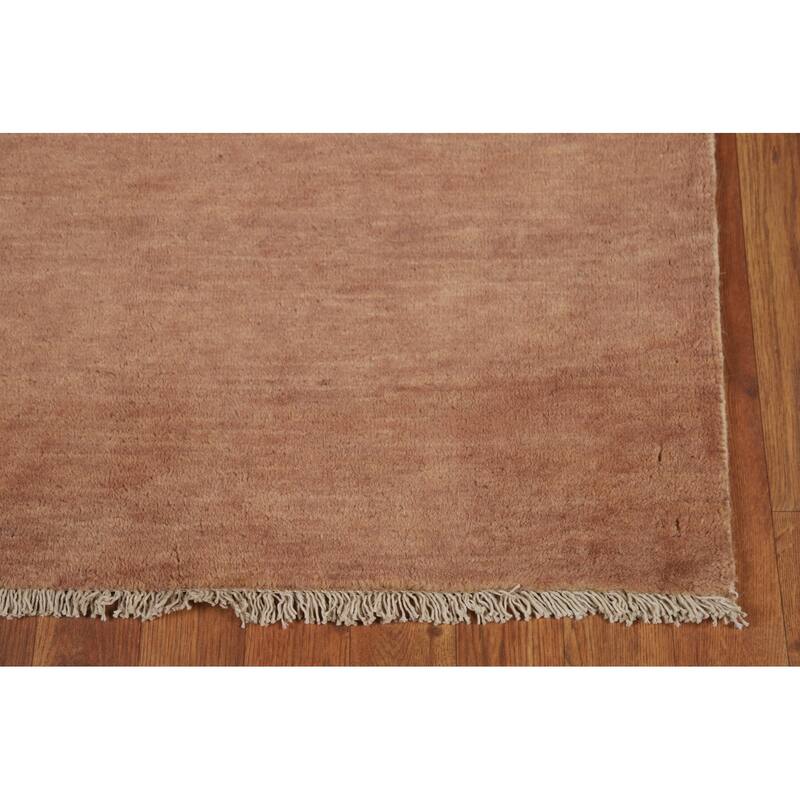 Light Brown Gabbeh Oriental Runner Rug Handmade Wool Carpet - 3'3"x 12'6"