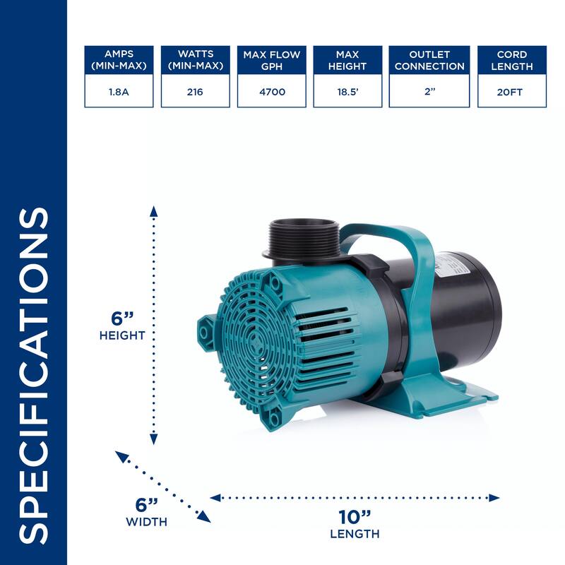 Alpine Corporation Energy-Saving Vortex Pump for Ponds, Fountains, Waterfalls, and Water Circulation