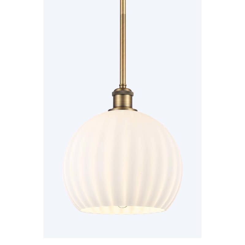 Innovations Lighting 516-1S-12-10 White Venetian Pendant White - Brushed Brass / White Venetian