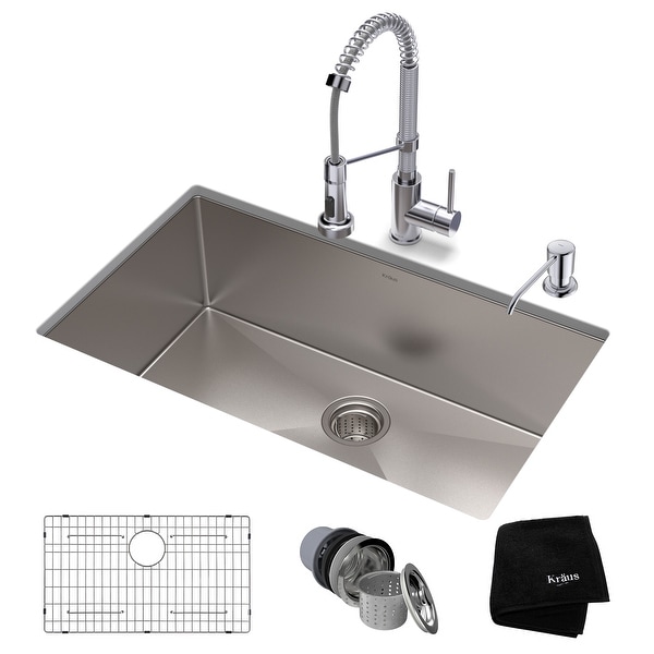 Kraus 3-in-1 Set Undermount Kitchen Sink, Pulldown Faucet, Dispenser. Opens flyout.