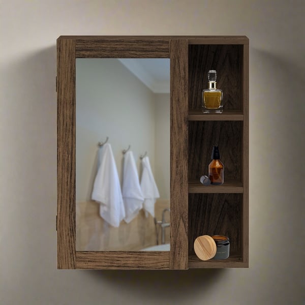 slide 2 of 6, Teamson Home Ellery Removable Medicine Cabinet with Mirrored Door, Open Shelves Walnut - Wood Finish