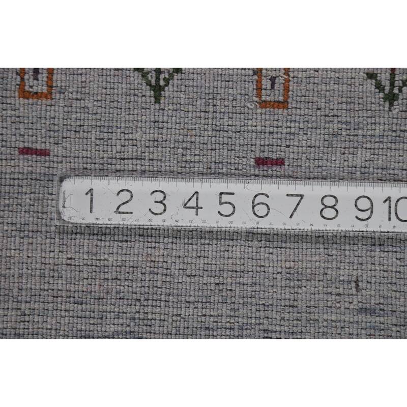 Hand Knotted Oriental 100% Wool Carpet Tribal Animal Pictorial Greys & Charcoal Gabbeh Area Rug - 9' 9'' X 8' 2''