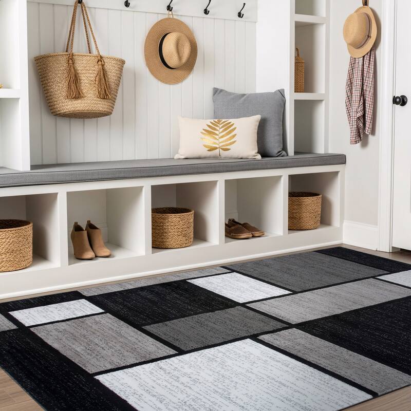 World Rug Gallery Contemporary Modern Boxed Color Block Area Rug