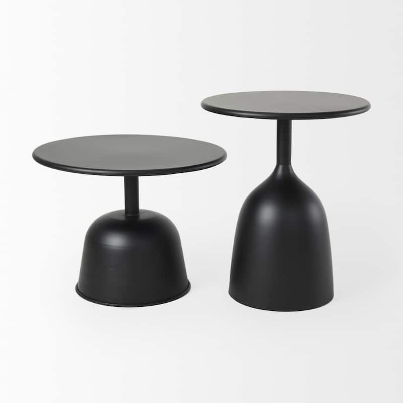 Talulla Matte Black Iron Round Accent Table - 19.7" Diameter - 19.6"L x 19.6"W x 14.7"H
