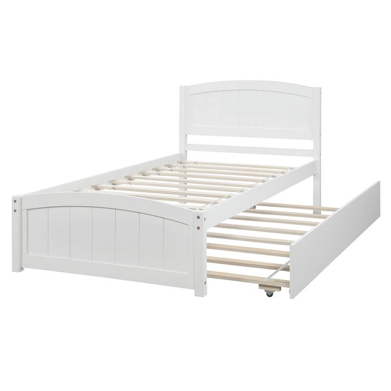 Wood Twin Size Platform Bed Solid Construction Twin Bed Frame