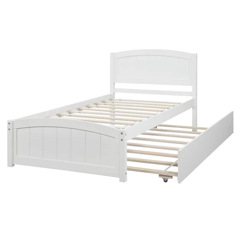 Platform Bed Frame w/ Trundle and Headboard,Twin Size