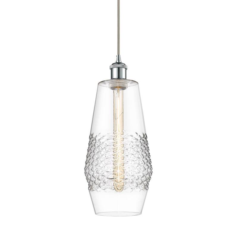 Innovations Lighting 516-1P-17-7 Windham Pendant Windham 7" Wide Mini - Polished Chrome / Clear