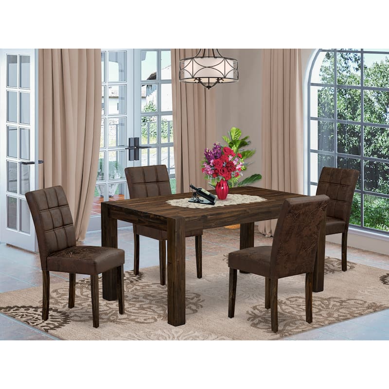 East West Furniture Dinette Set Includes a Rectangle Rustic Wood Table and Chairs, Distressed Jacobean (Pieces Options) - CNAS5-07-T25