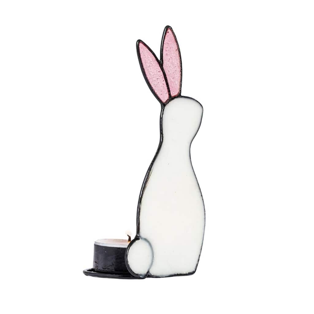 Transpac Stained Glass Rabbit Tea Light Holder Home Decorations Easter