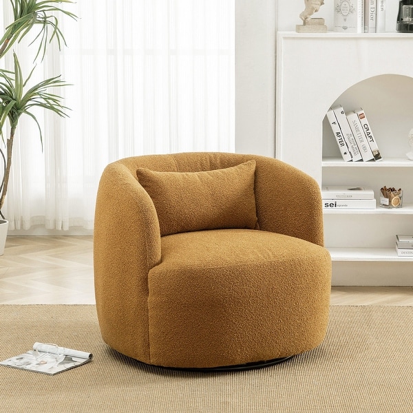 KINWELL 34 Poly Blend Boucle Fabric Upholstered Swivel Armchair On Sale Bed Bath Beyond 36131209