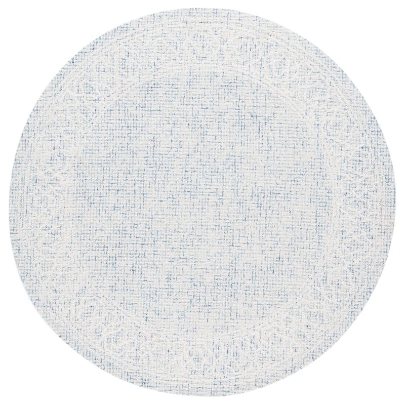 SAFAVIEH Handmade Ebony Lutien Wool Rug - 6' Round - Blue/Ivory