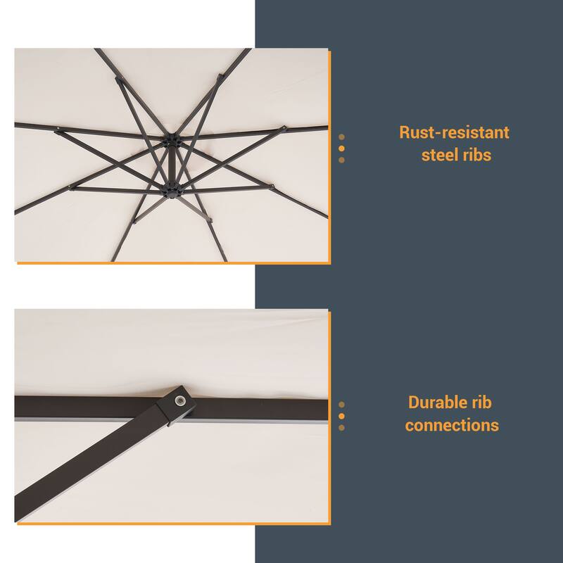 BONOSUKI 10ft Patio Offset Umbrella,w/Crossed Base Cantilever Umbrella