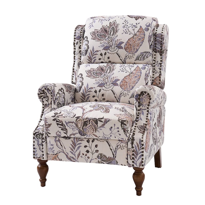 Terri Classic Cutaway Arms with Nailheads Manual Recliner for Living Room by HULALA HOME