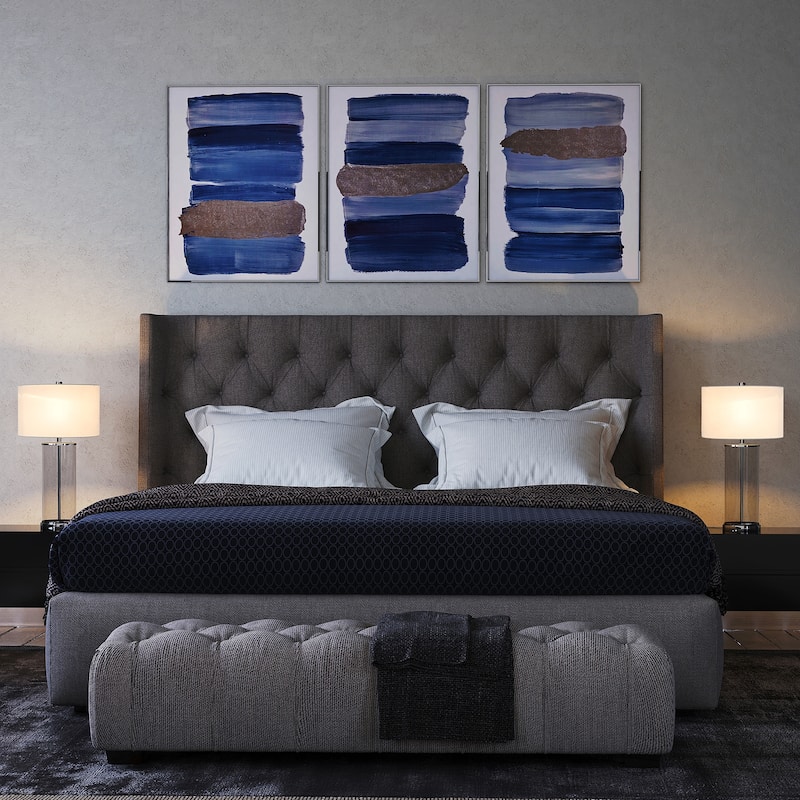 Rowan Classic Glass Table Lamp with Linen Shade (Optional Finishes)