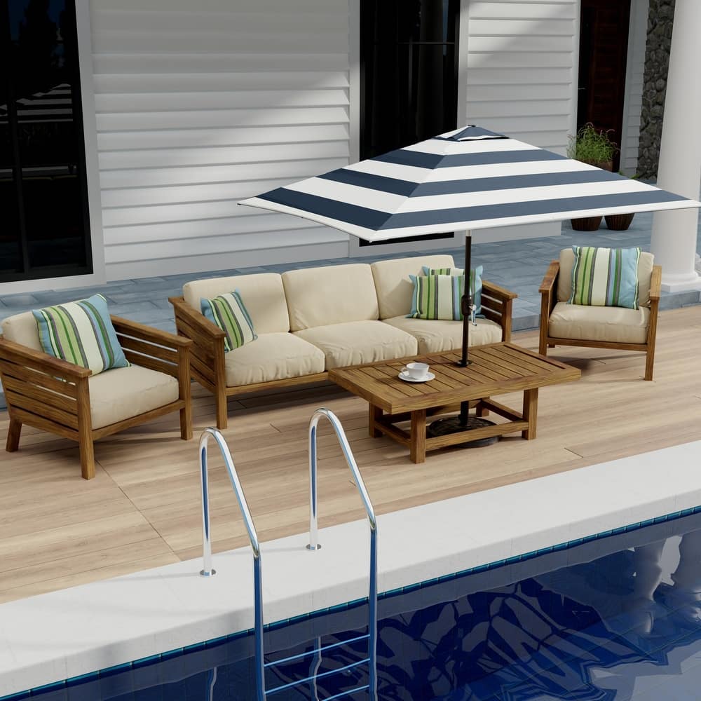 10' x 6' Rectangular Outdoor Patio Umbrella with Crank Opening