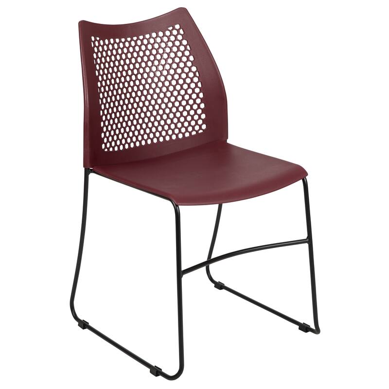 661 lb. Capacity Stack Chair with Air-Vent Back and Powder Coated Sled Base
