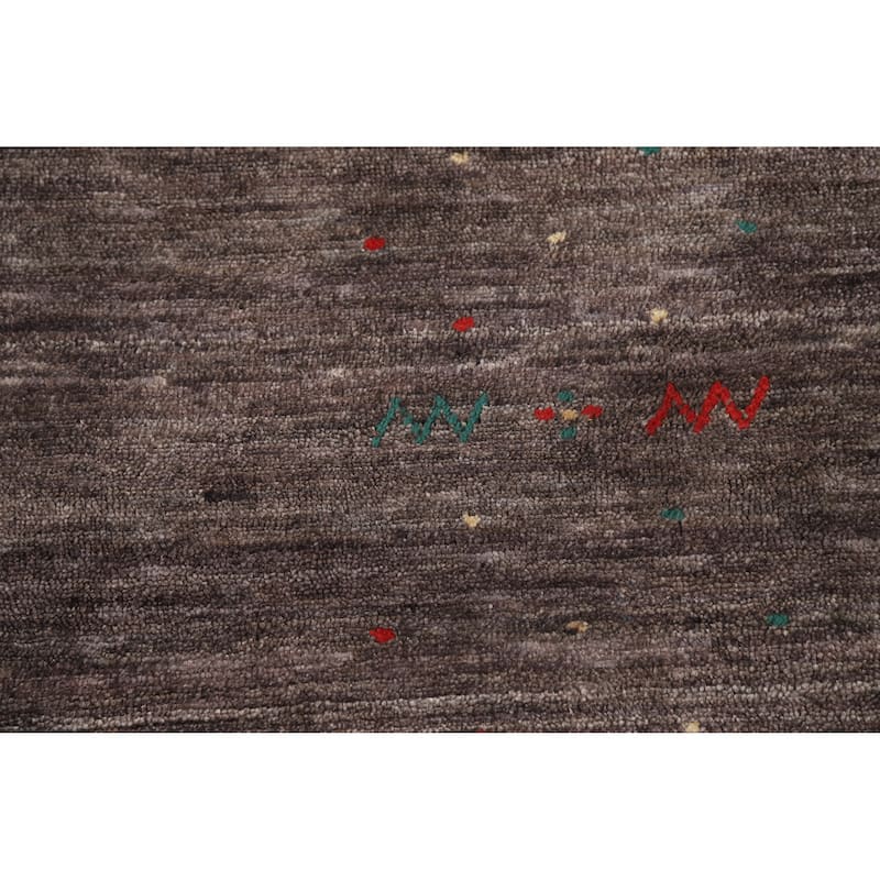 Hand Knotted Oriental 100% Wool Carpet Tribal Tribal Brown Gabbeh Area Rug - 9' 11'' X 7' 11''