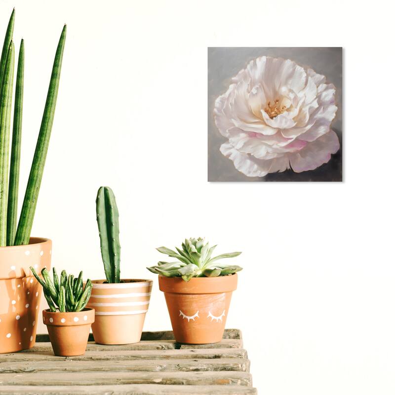 Wynwood Studio Canvas Floral and Botanical Sweet Flower White and Light Gray Traditional Wall Art Canvas Print - White, Gray - 12 x 12