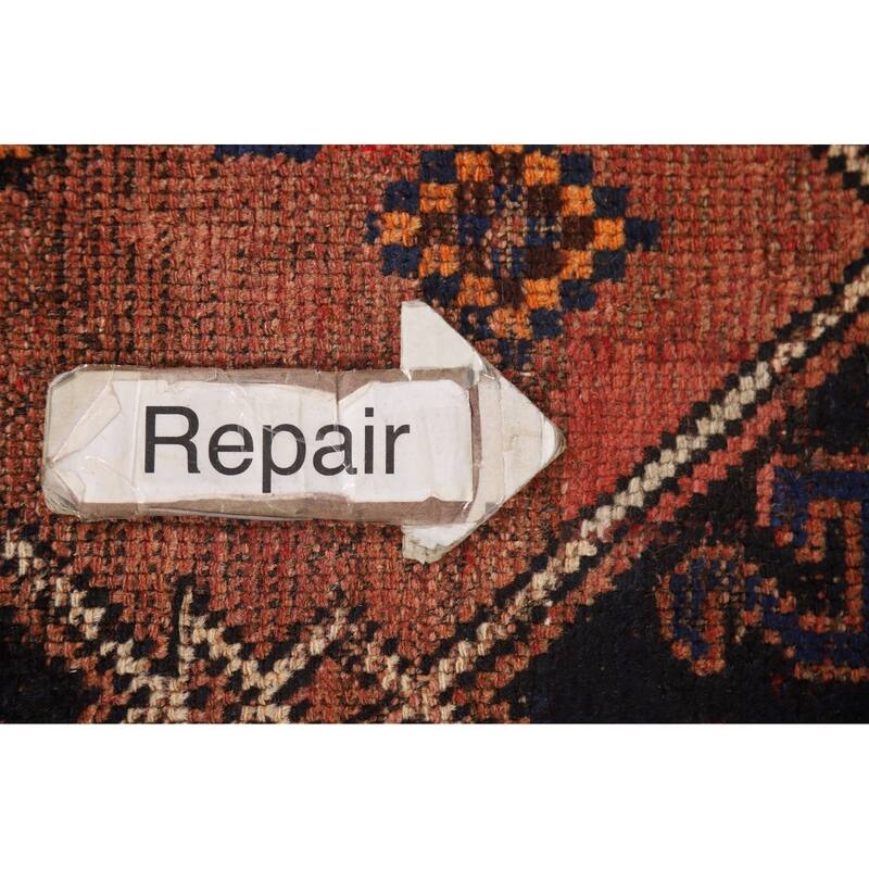 Hand Knotted Oriental 100% Wool Carpet Traditional Geometric Oranges & Rust Qashqai Area Rug - 9' 1'' X 4' 9''