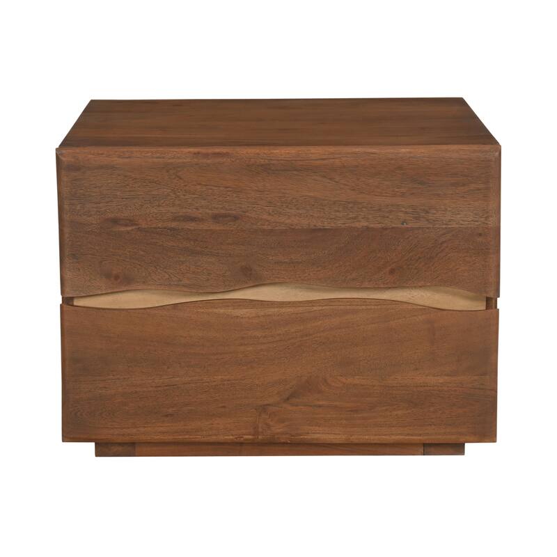 Aurelle Home Wassai Live-Edge Acacia Wood 2-Drawer Nightstand